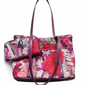 Vera Bradley Bohemian Blooms Purse and Wallet Matching Bundle Set